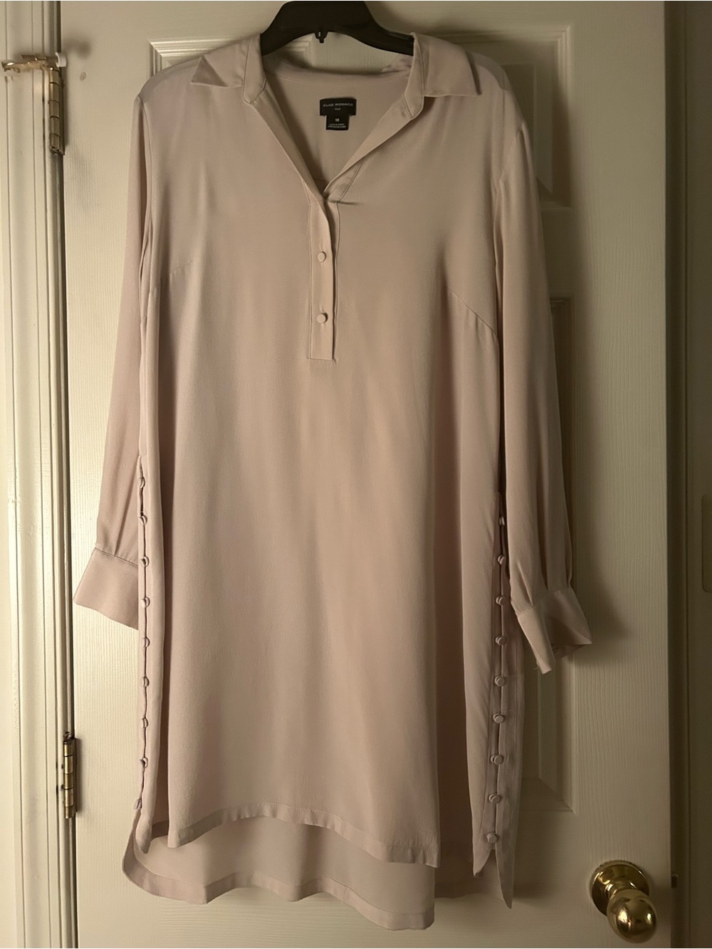 Club Monaco Light Beige Button-Side Tunic Dress